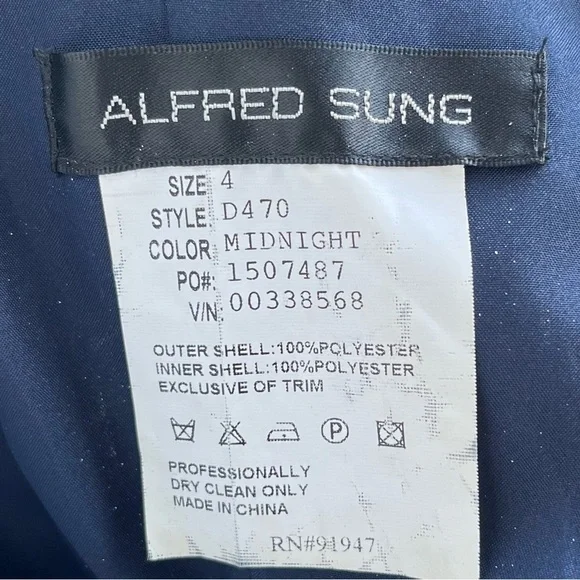 •Alfred Sung• Midnight Blue Ruffle Halter Event Dress - Size 4 - Picture 2 of 9